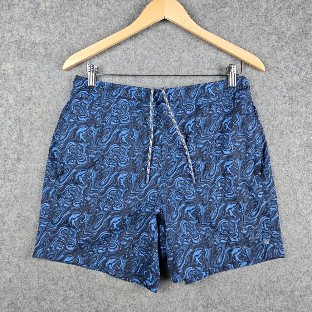 Mack Weldon Board Shorts Mens Medium Blue Swirl Swim Trunks Athletic Beachwear